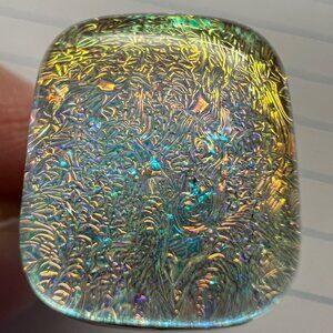 Gorgeous Sterling Silver and Glass Opalescent Ring Size 7